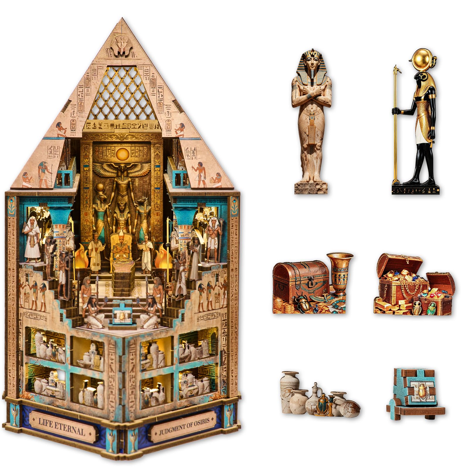 TOYQI Book Nook Kit for Adult, DIY Miniature Dollhouse Kit, Pyramids Model | 3D Wooden Pu…