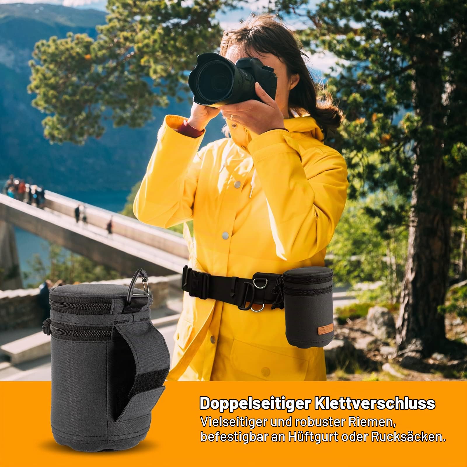 TARION Objektivtasche Objektivbeutel mit Hartschalenboden, Stoßfest, Wasserabweisend Kamera Objektiv-Schutztasche für Canon, Nikon, Pentax, Sony, Olympus Objektive (Dunkelblau Größe M)