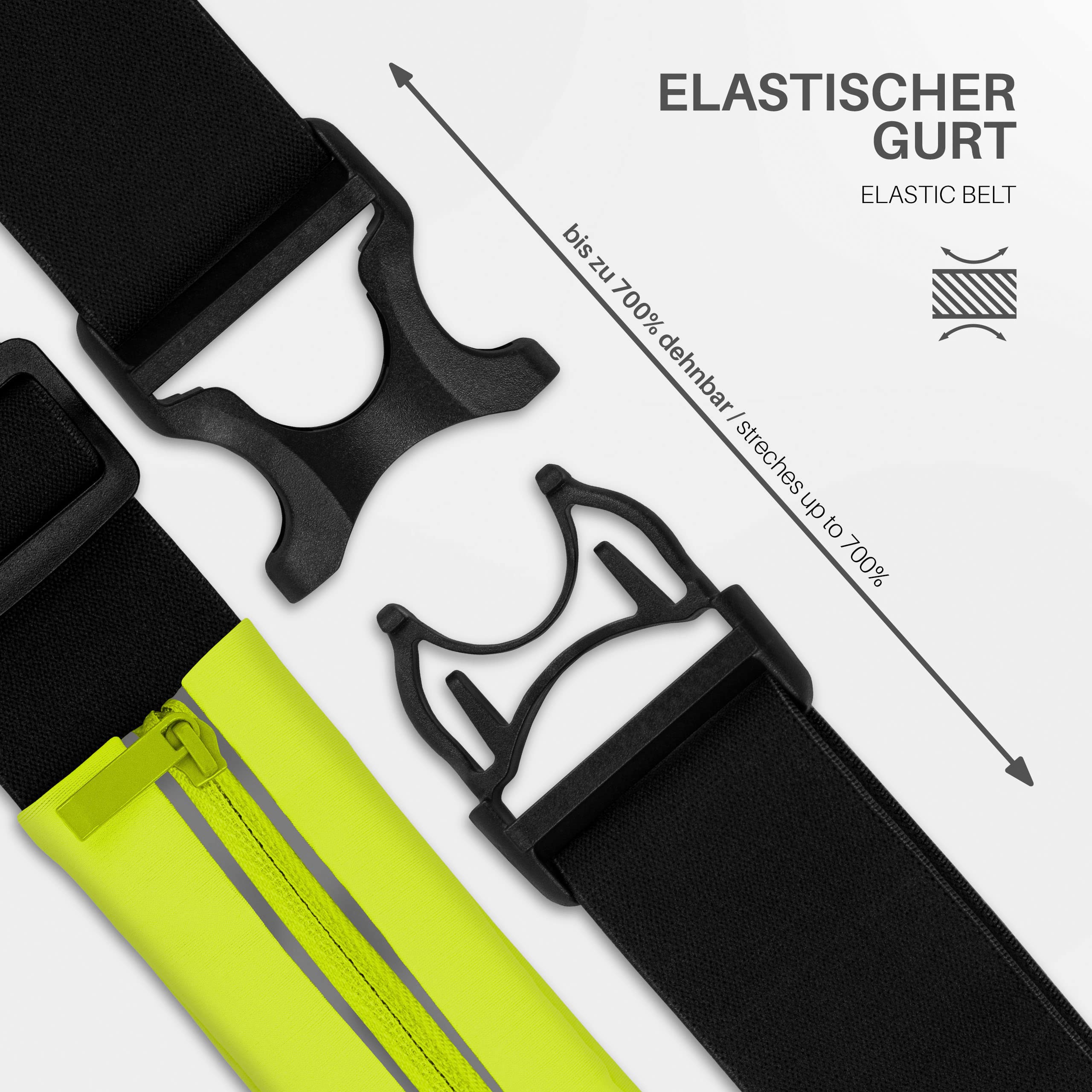 Moex Marsupio Sportivo Leggero Impermeabile – Per Tutti I Modelli LG, Giallo Fluo, Con Apertura Cuffie E Rifrangenti, Per Jogging E Corsa