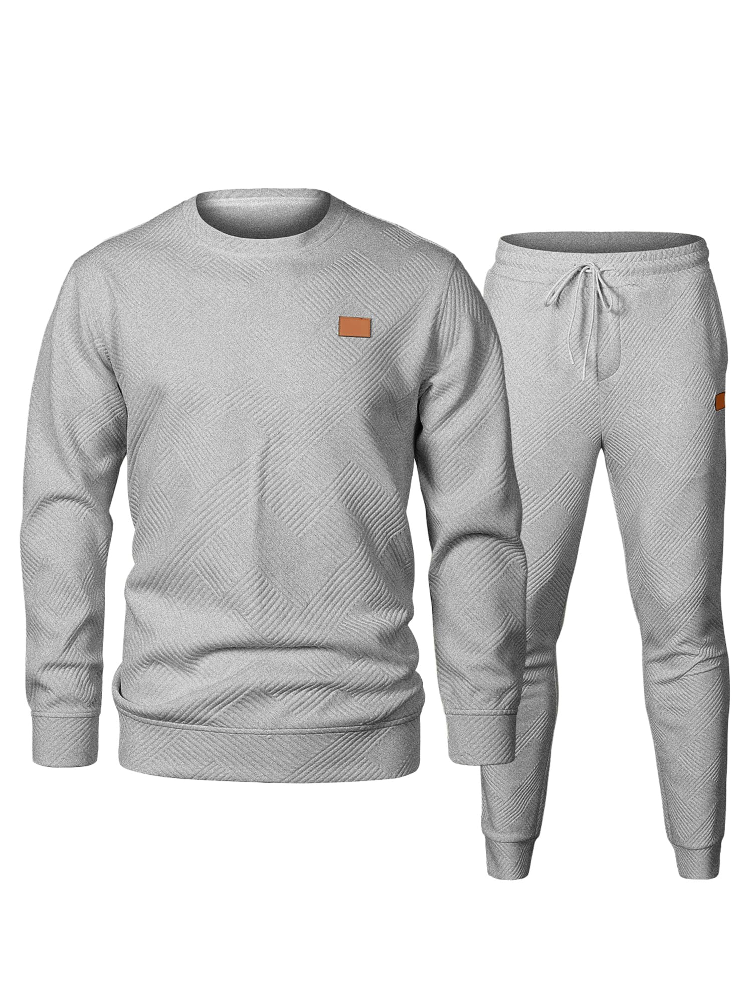 JMIERR Mens 2 Piece Outfits Knit Jacquard Pullover Sweatshirt Tracksuit Joggers Sweatpants Sweatsuit Sets with Pockets