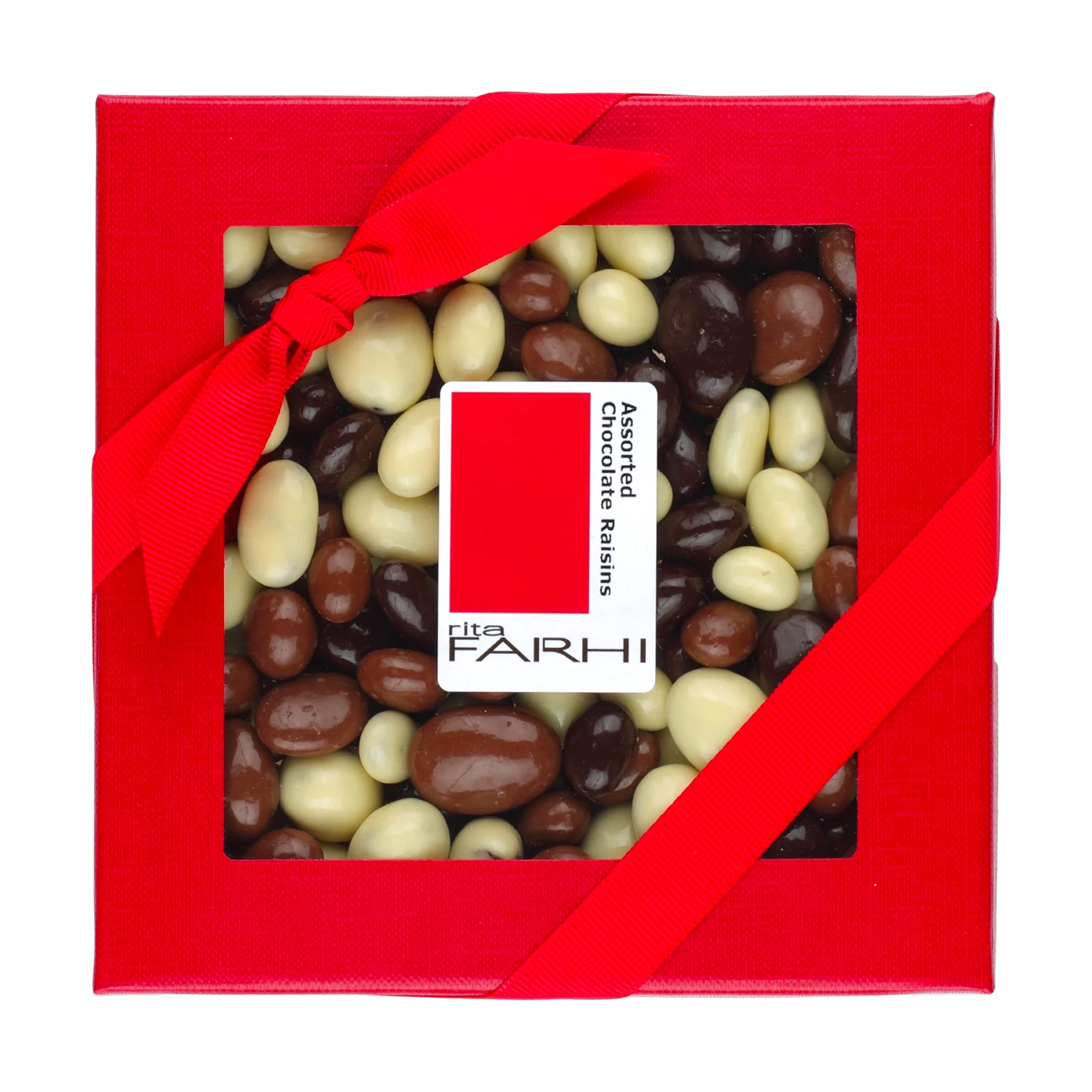 Rita Farhi Milk Dark and White Chocolate Coated Raisins in a Luxury Gift Box, 250 gram