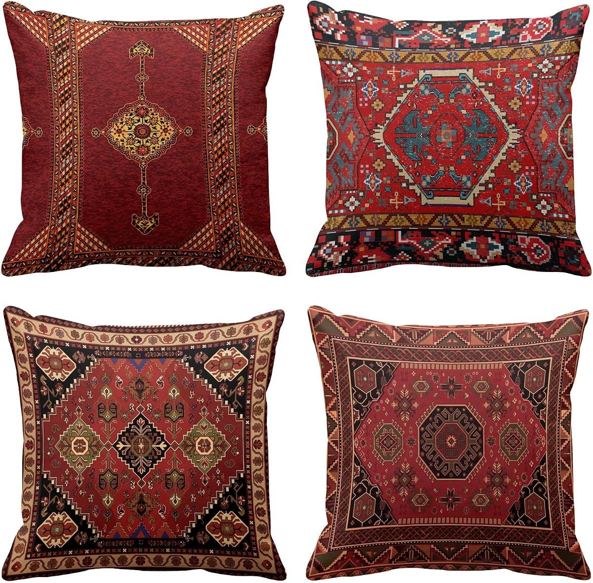 Britimes Throw Pillow Covers Set of 4, 18 x 18 Inch, Moroccan