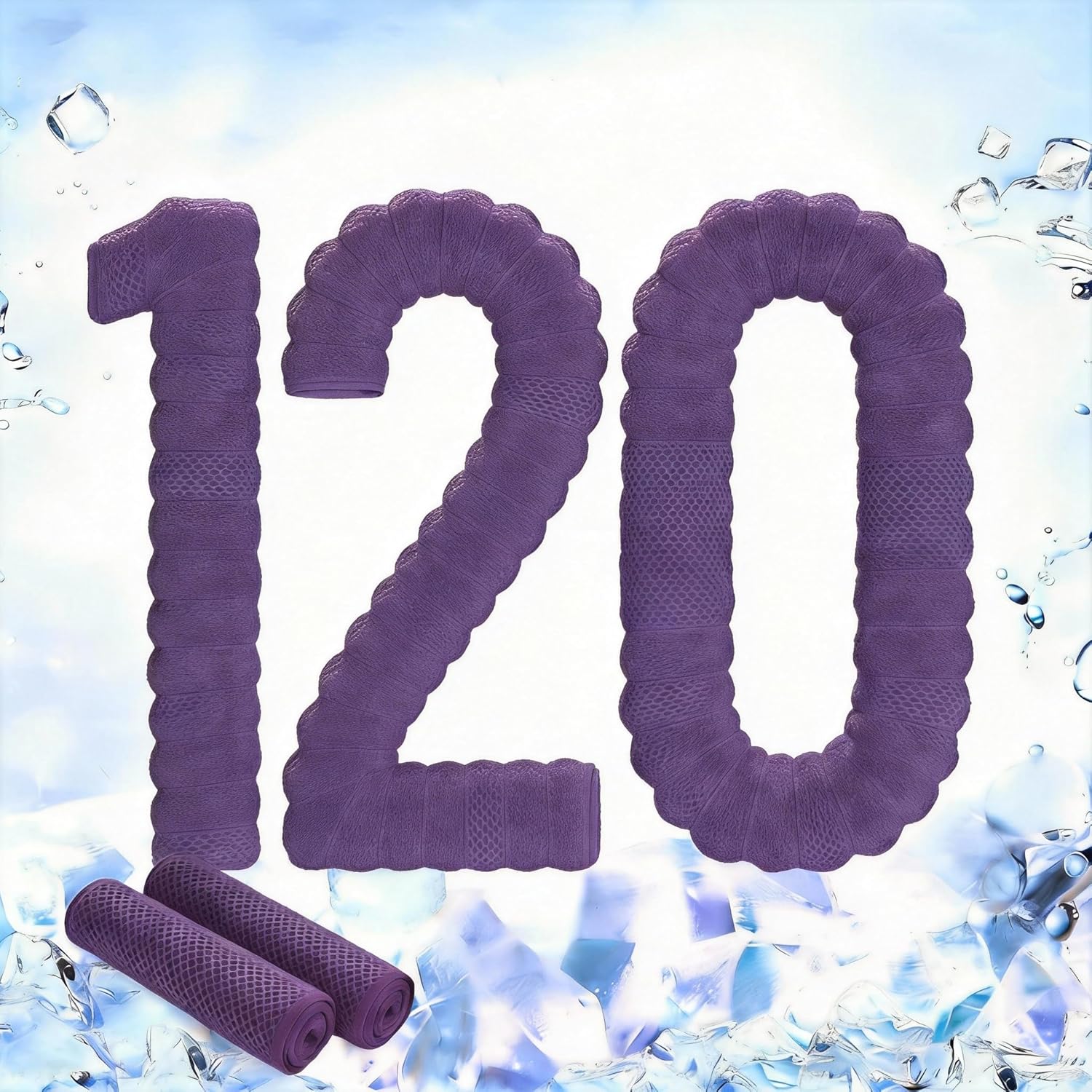 QBrand 120 Pack Cooling Towels, 40"x12" Ice Breathable Chilly Sweat Rag Microfiber Workout Rags for Gym Towels for Neck and Face for Yoga Golf Sport Running (Purple-120pc)