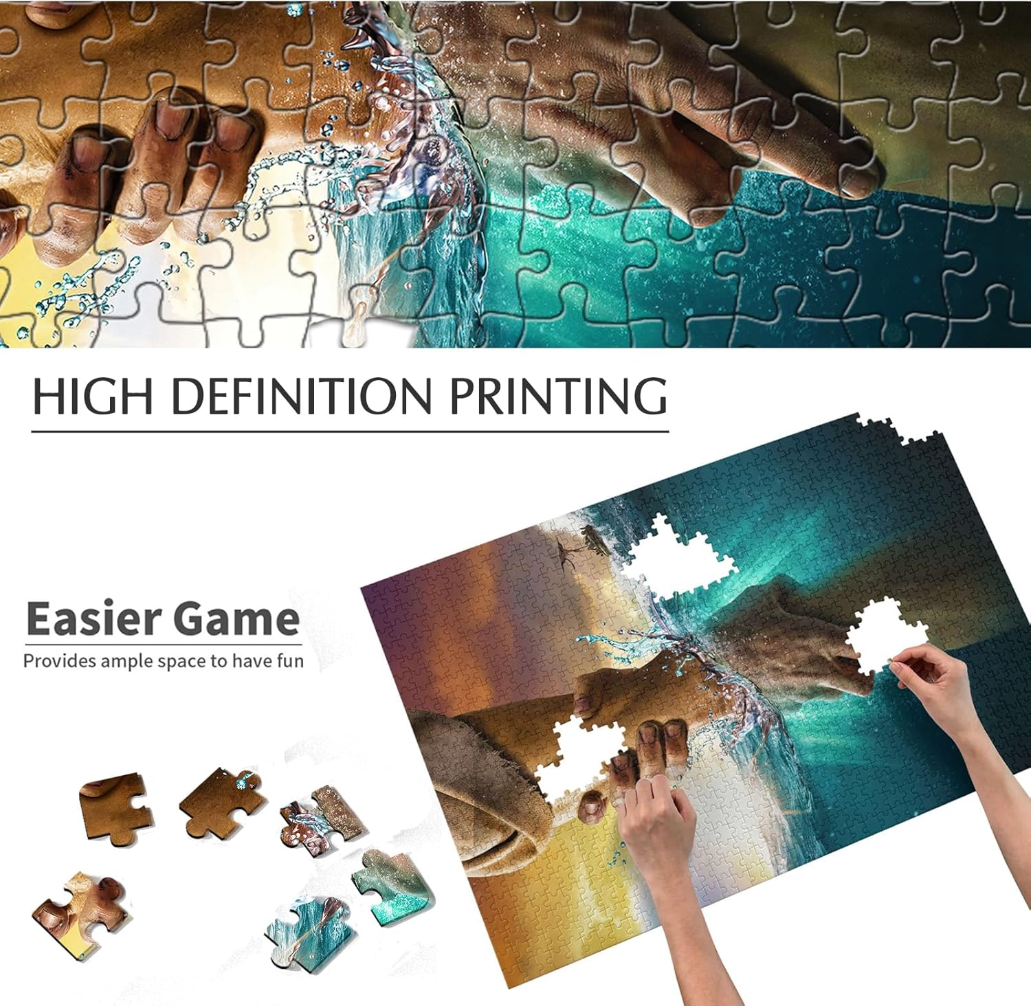 Christian Puzzles for Adults Wooden Jigsaw Puzzles 1000 Pieces Hand of God Jesus Religious Puzzles Christian Gifts Puzzle Religious Wall Decor