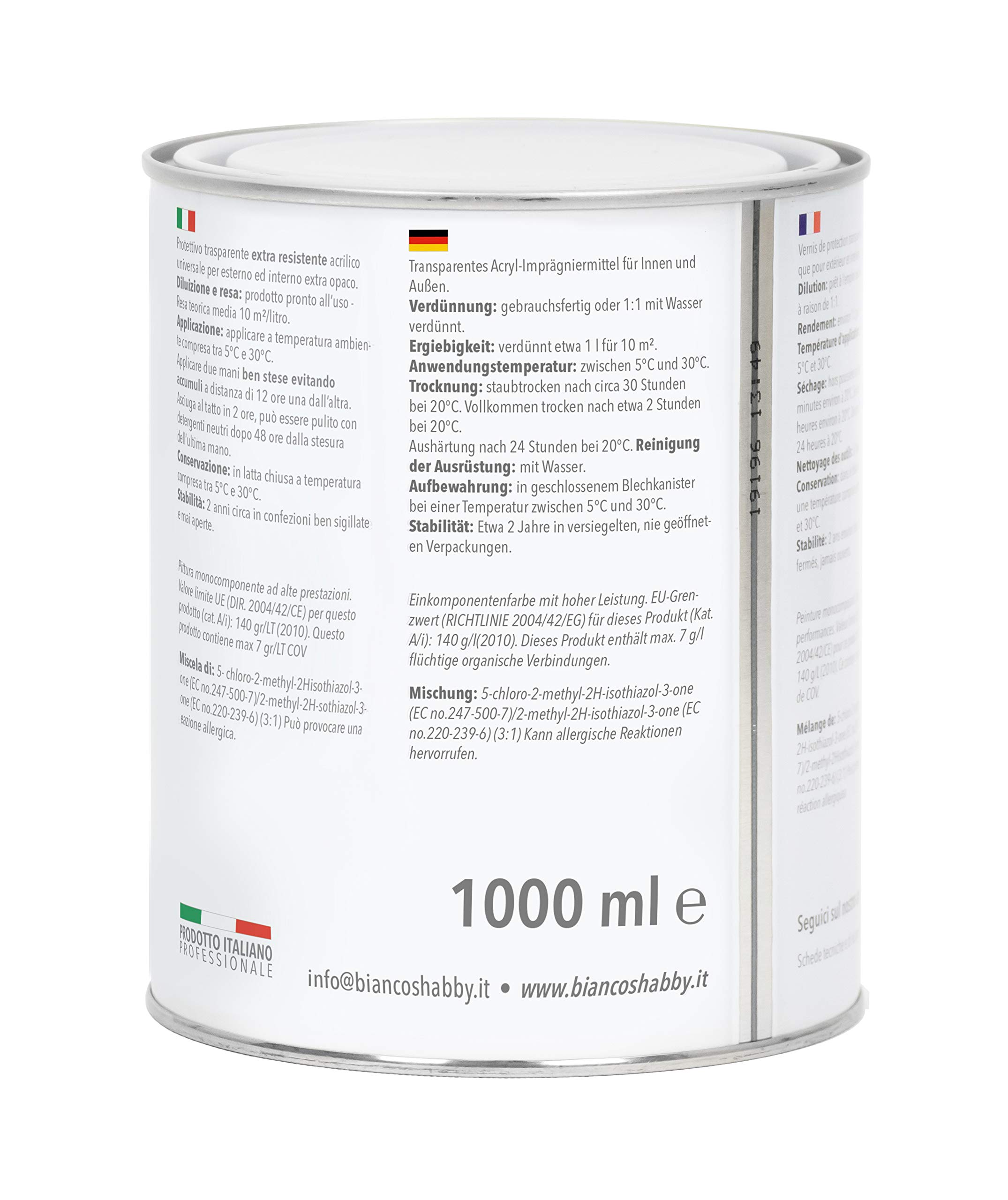 bianco Shabby FONDO/FINITURA Trasparente OPACO per chalk paint e legno (1 Litro)