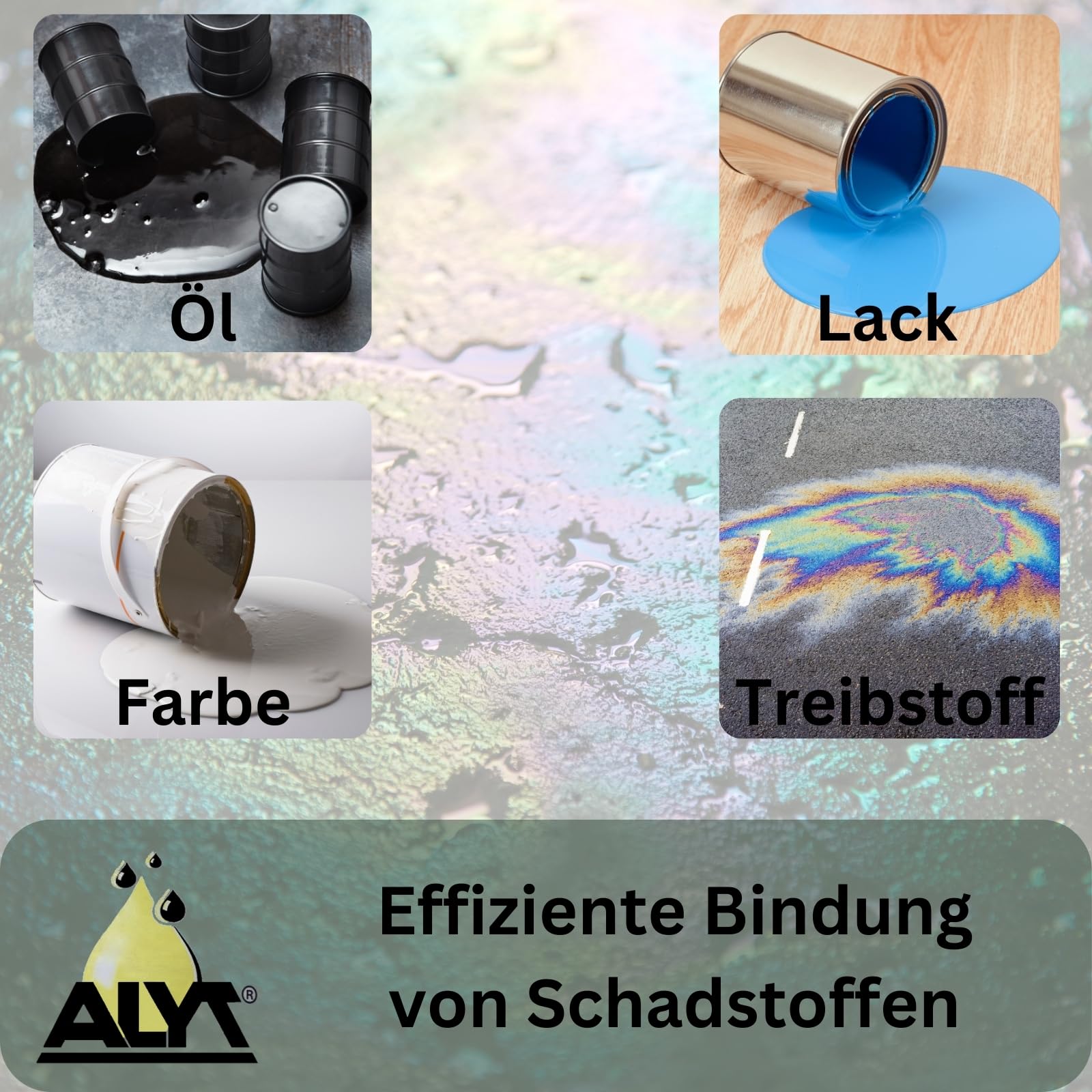 ALYT 40 Liter Ölbindemittel Typ III R mit passender 80 Liter Kunststoffwanne - Chemikalienbinder - Ölbinder mit sehr hohem Aufsaugvermögen