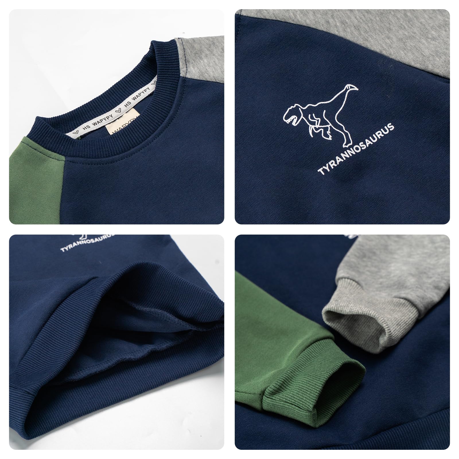 Volunboy Conjunto de ropa de dinosaurios para niño pequeño, sudadera + pantalones de jogging 2 piezas conjunto