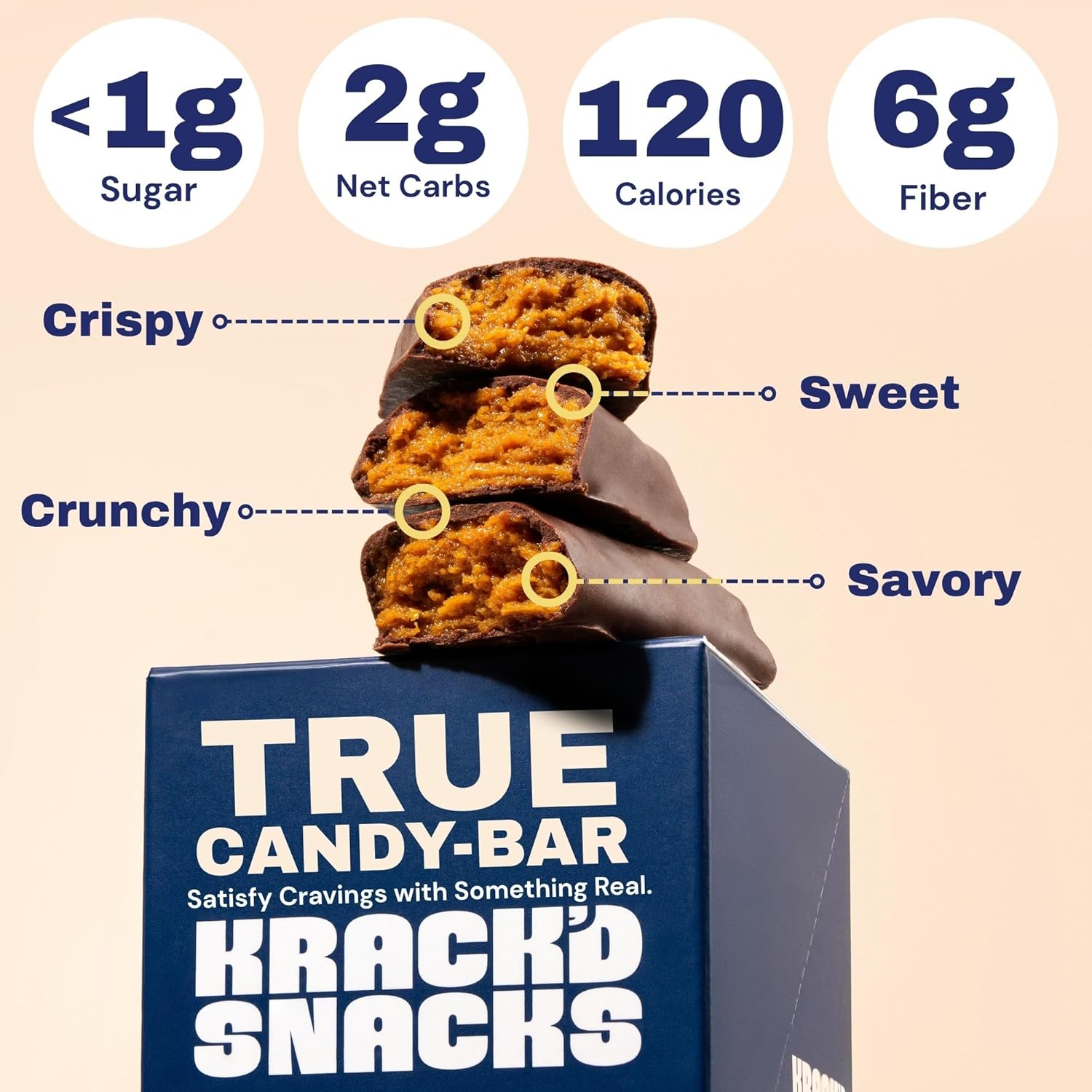 Krack’d Snacks Keto Milk Chocolate Candy Bars (10 Pcs.) Low Carb, Vegan, Sugar Free Keto Bar with Peanut Butter Caramel Crunch Toffee & Allulose | Gut Friendly, Non GMO, Gluten Free Keto Snack