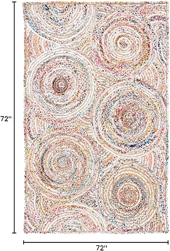 Miniatura 2 de SAFAVIEH Cape Cod Collection - Alfombra redonda de 6 pies, color beige y multicolor, hecha a mano con círculos trenzados de yute y algodón, ideal