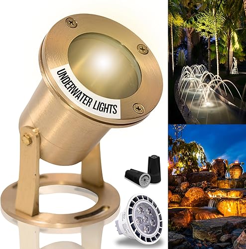 Luz subacuática 113 luces LED sumergibles de latón macizo con bombilla LED 7WMR16 para luces de estanque herméticas brillantes de larga duración y