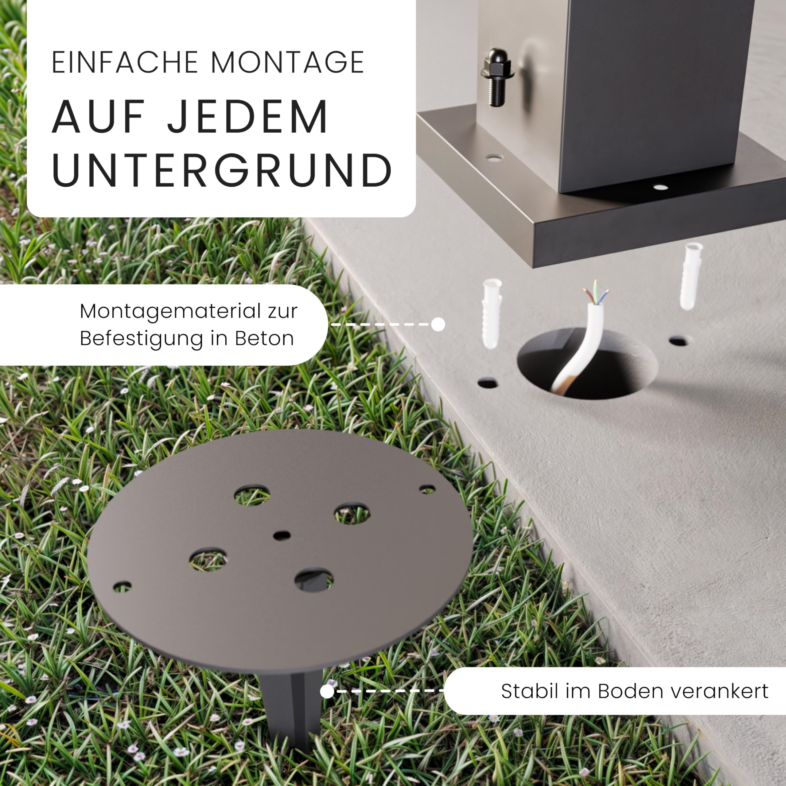 MATO Wegeleuchte mit Steckdose E27 Fassung Höhe 50 cm Edelstahl IP44 Outdoor Pollerleuchte