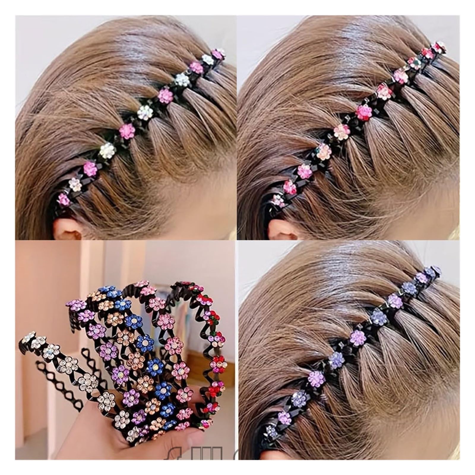 10pcs Rhinestone Wavy Headband Per Donne