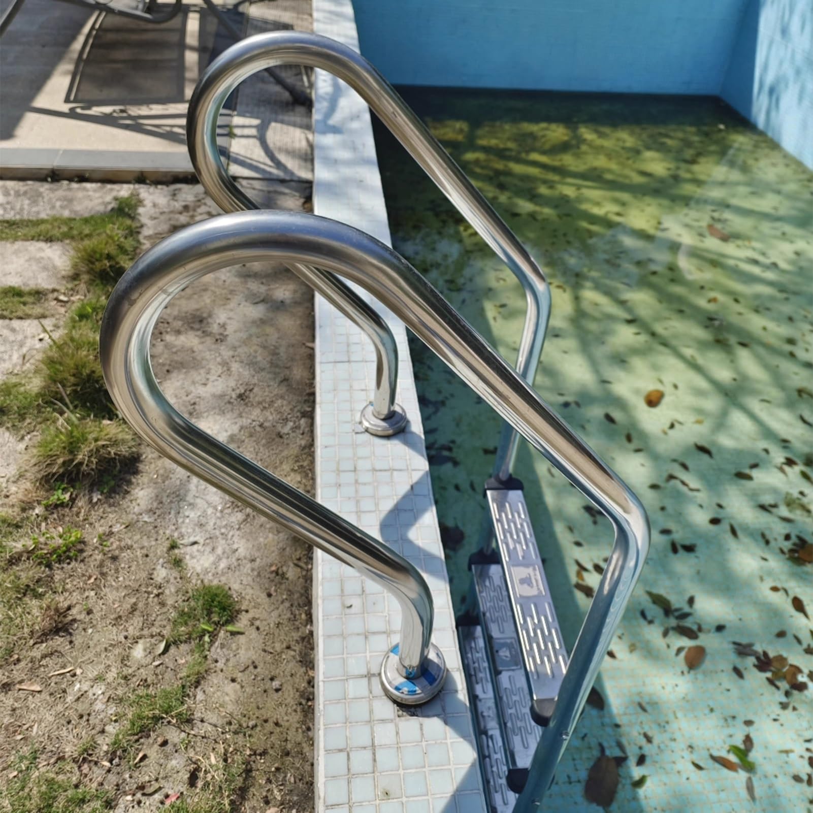 Scaletta per Piscina, in Acciaio Inox 304, con gradini e corrimano, Adatta a Piscine e parchi Acquatici (2 gradini)