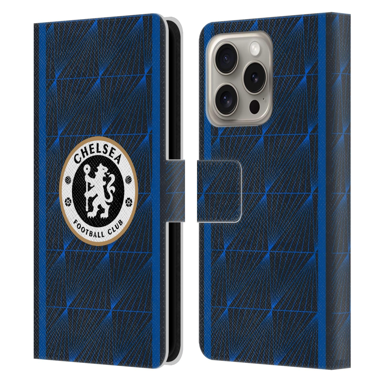 Head Case Designs Officially Licensed Chelsea Football Club Away 2023/24 Kit Leather Flip Case Compatible With Apple iPhone 16 Pro