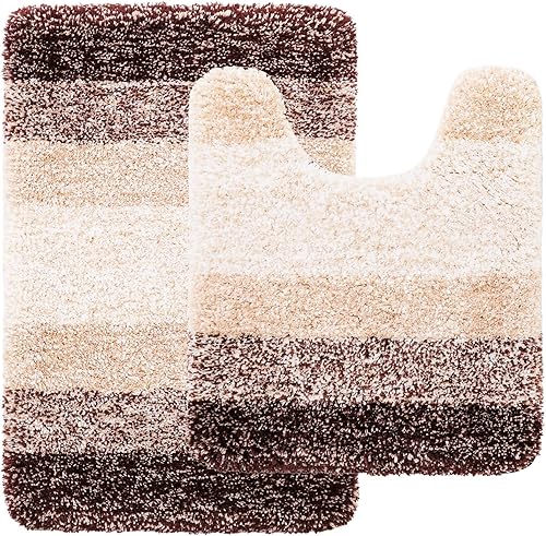 Arotive Alfombras de baño de microfibra y alfombras de inodoro en forma de U, tamaño de alfombra de baño 24 x 16 pulgadas y alfombras de inodoro de