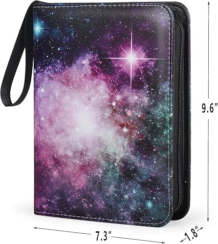 Miniatura 2 de Carpetas de 4 bolsillos para 400 tarjetas, patrón de nebulosa morada