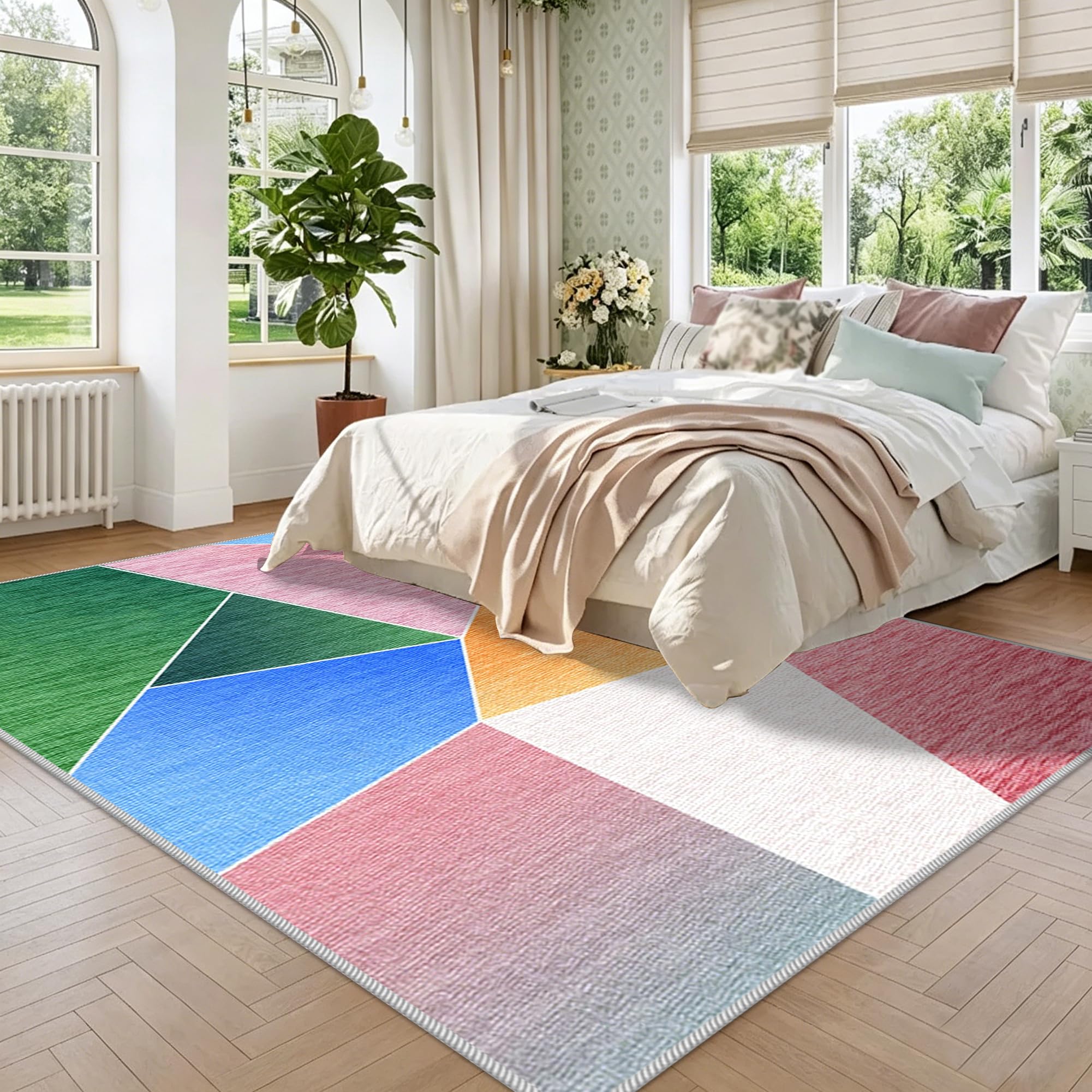 Dywan do salonu, sypialni, salonu, nadaje się do prania, antypoślizgowy, duży dywan do jadalni, biura, z krótkim włosiem, dywanik nocny, wycieraczka 170 x 230 cm