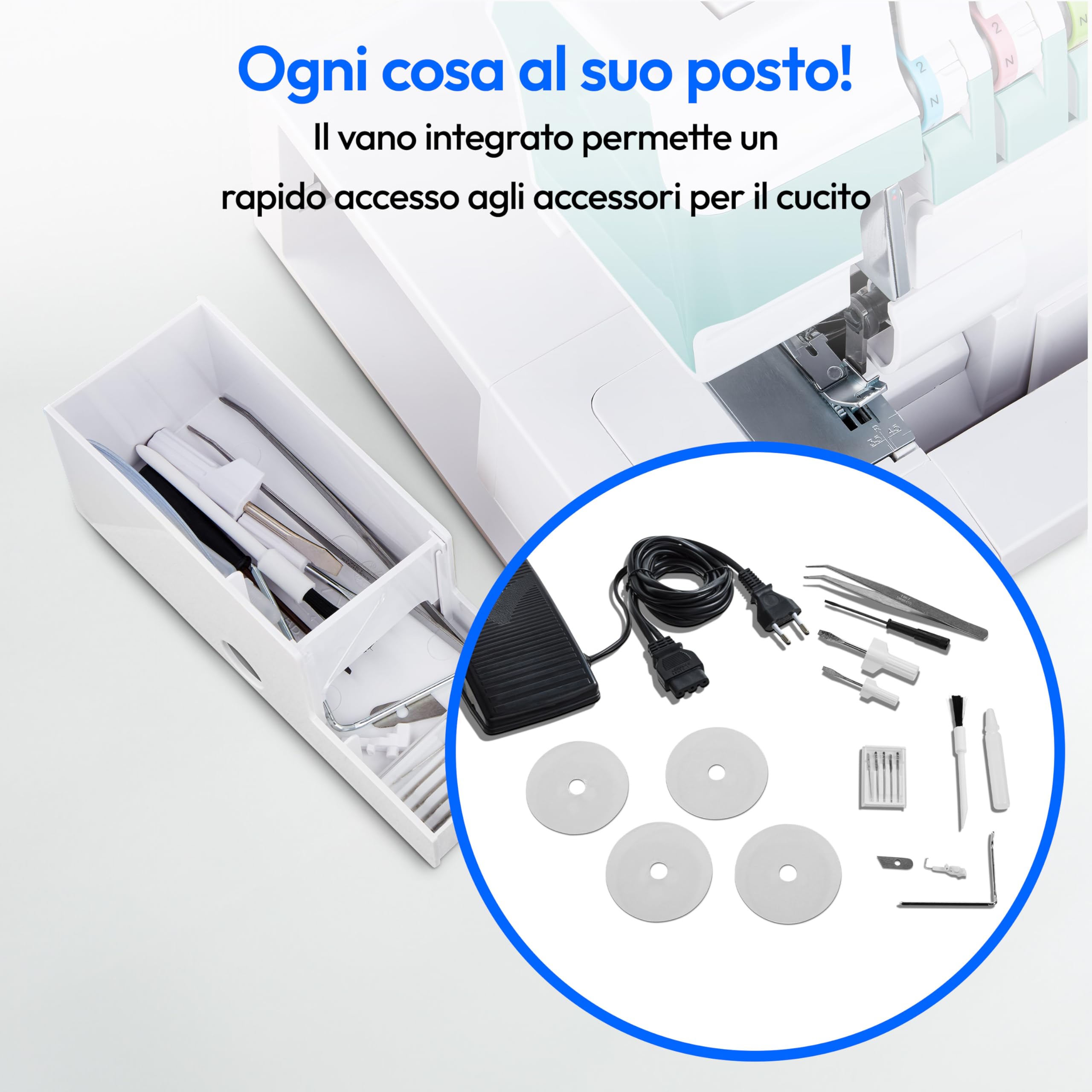 MEDION Macchina per cucire SO90 (elettrica, 90 watt, luce LED, taglio a una passata, numerosi accessori, MD19169) turchese