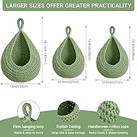 Vista 2 de Halidali Hanging Fruit Baskets for Kitchen, 3 Pack Boho Cotton Rope Handwoven Vegetable Storage Wall Mounted Large Organizing Basket for Farmhouse