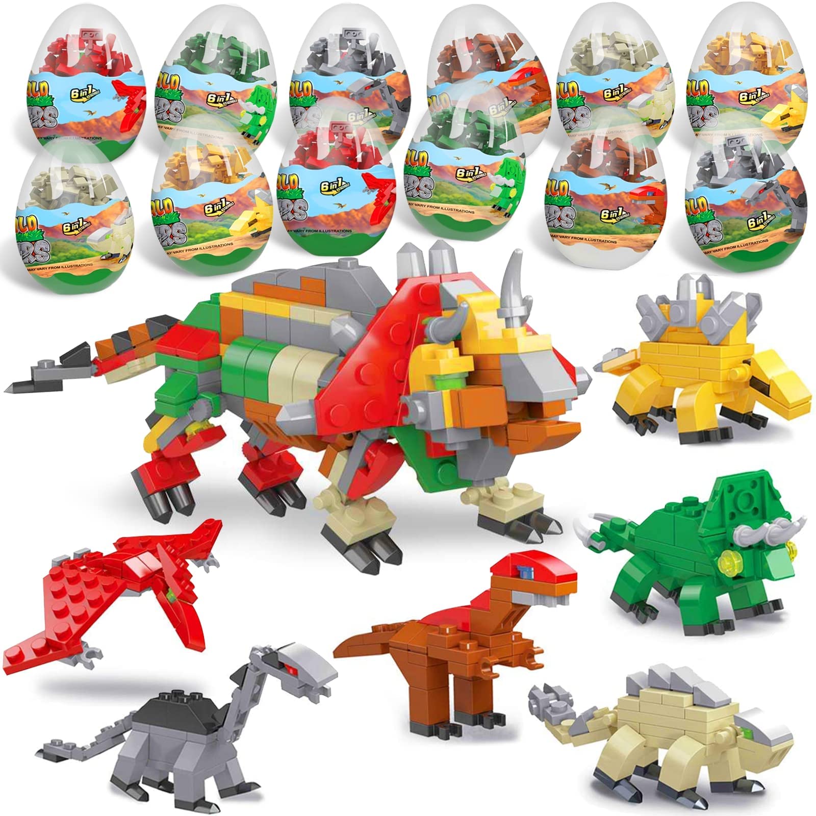 Sponsored Ad – Gacha Series Dinosaur Basket Filler Children's Enlightenment Fit Assembled Small Particle Building Blocks Surprise Egg Hunting Party Toy Gift (12 Pack)