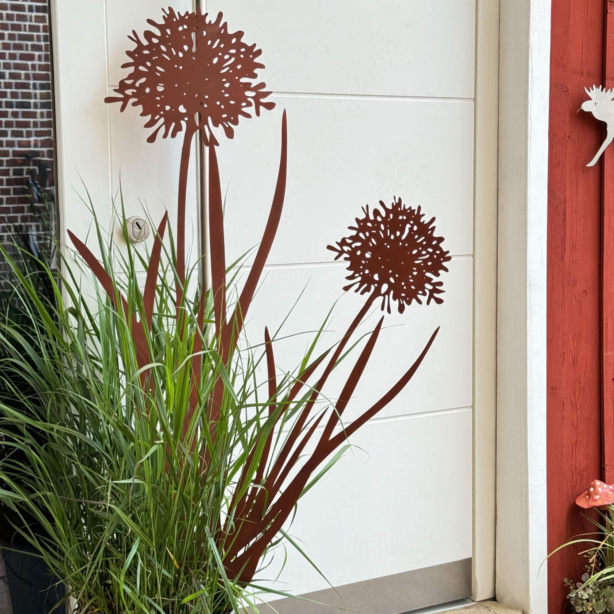 UNUS Palo da Giardino Agapantus Set di 2 Effetto Ruggine Decorazione per Giardino Terrazzo Balcone
