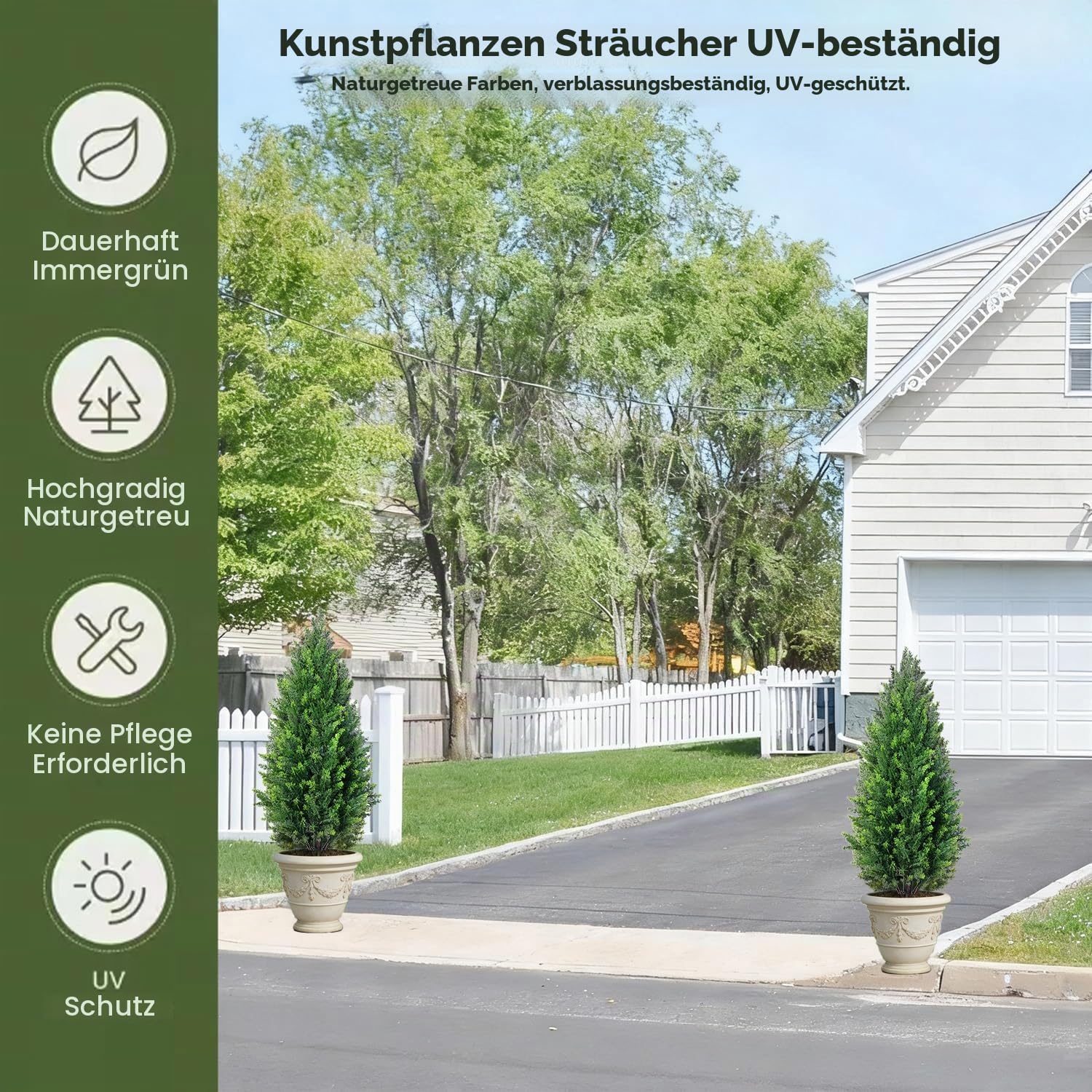 90cm hohe künstliche Zedernbäume im Topf 2er-Set, realistische immergrüne Formgehölze, UV-beständig & wetterfest, künstliche Topfpflanzen für Veranda, Garten, Balkon und Innendekoration
