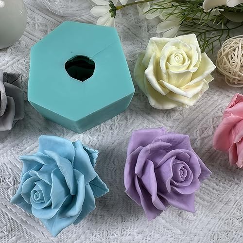 Miniatura 6 de Molde de silicona 3D de flor de rosa para hacer velas de jabón de flores de resina, moldes de bricolaje, moldes de pastel de boda, decoración de