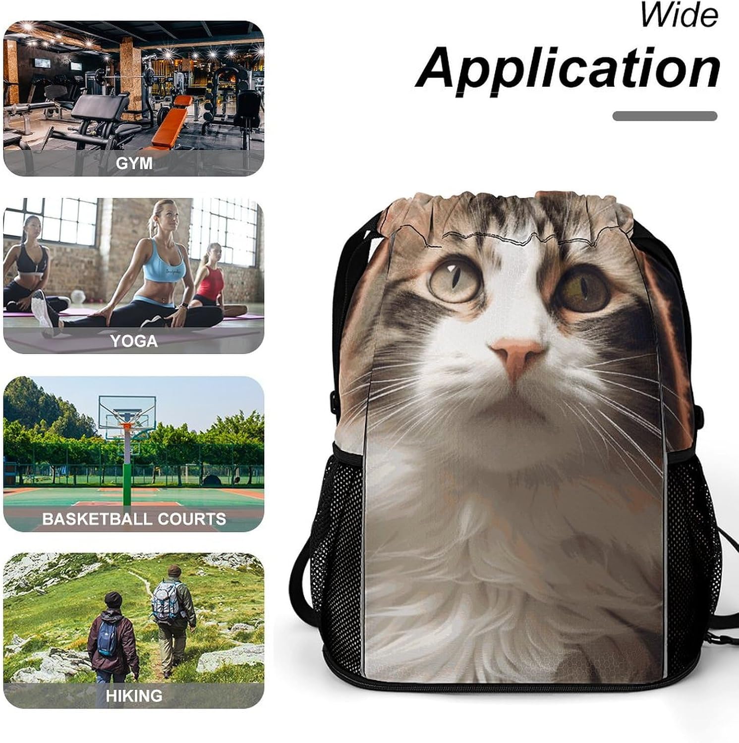 Fitness Drawstring Backpack Waterproof Gym Bag Cat Lightweight Dry And Wet Separation Swim Bag