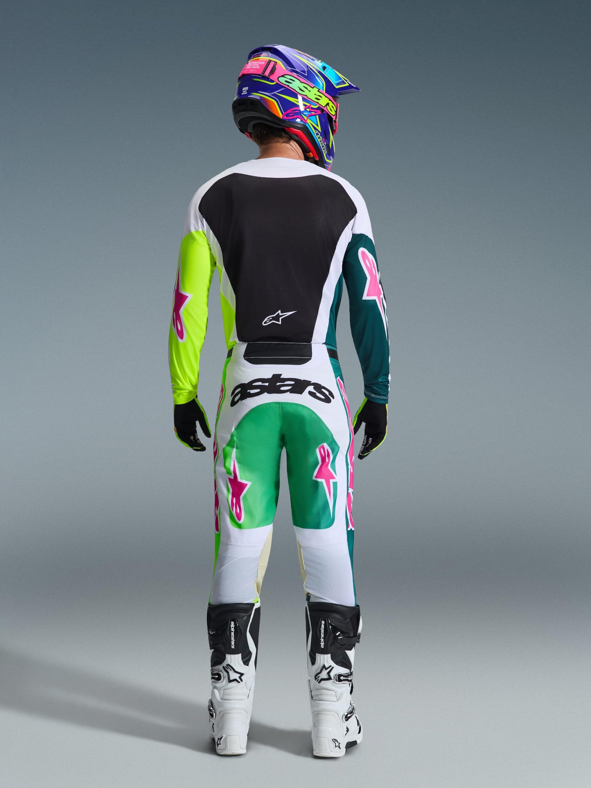 Alpinestars Racer Portl Maglia da motocross, nero bianco verde, L