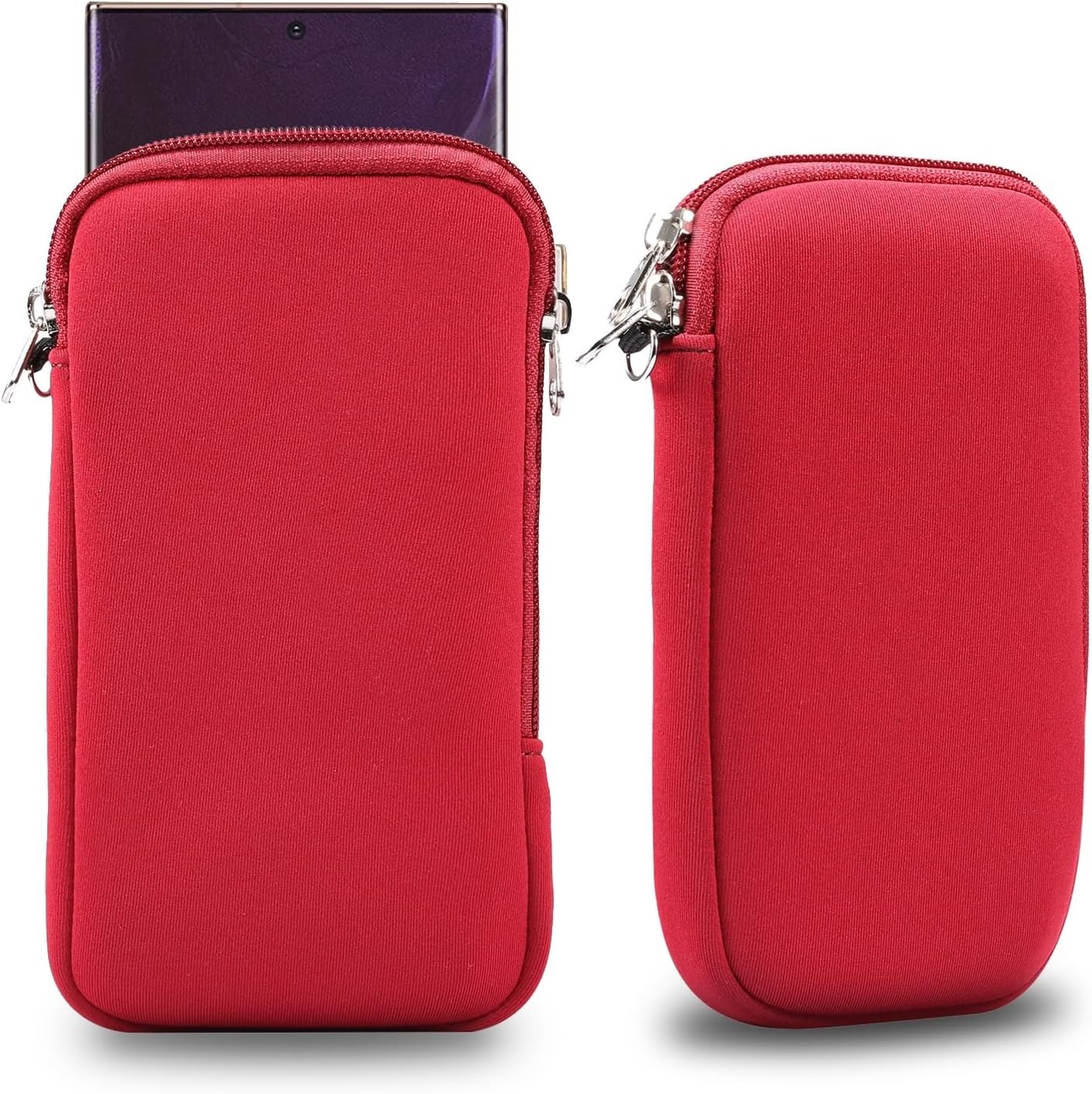 Compatible with iPhone 16 15 14 13 12 Pro Max,Compatible with Samsung S24 S23 S22 S21 Ultra W Neck Strap 6.9 inch Neoprene Phone Sleeve,Universal Pouch Pouch Sleeve Neck Bag with Zipper (Red)