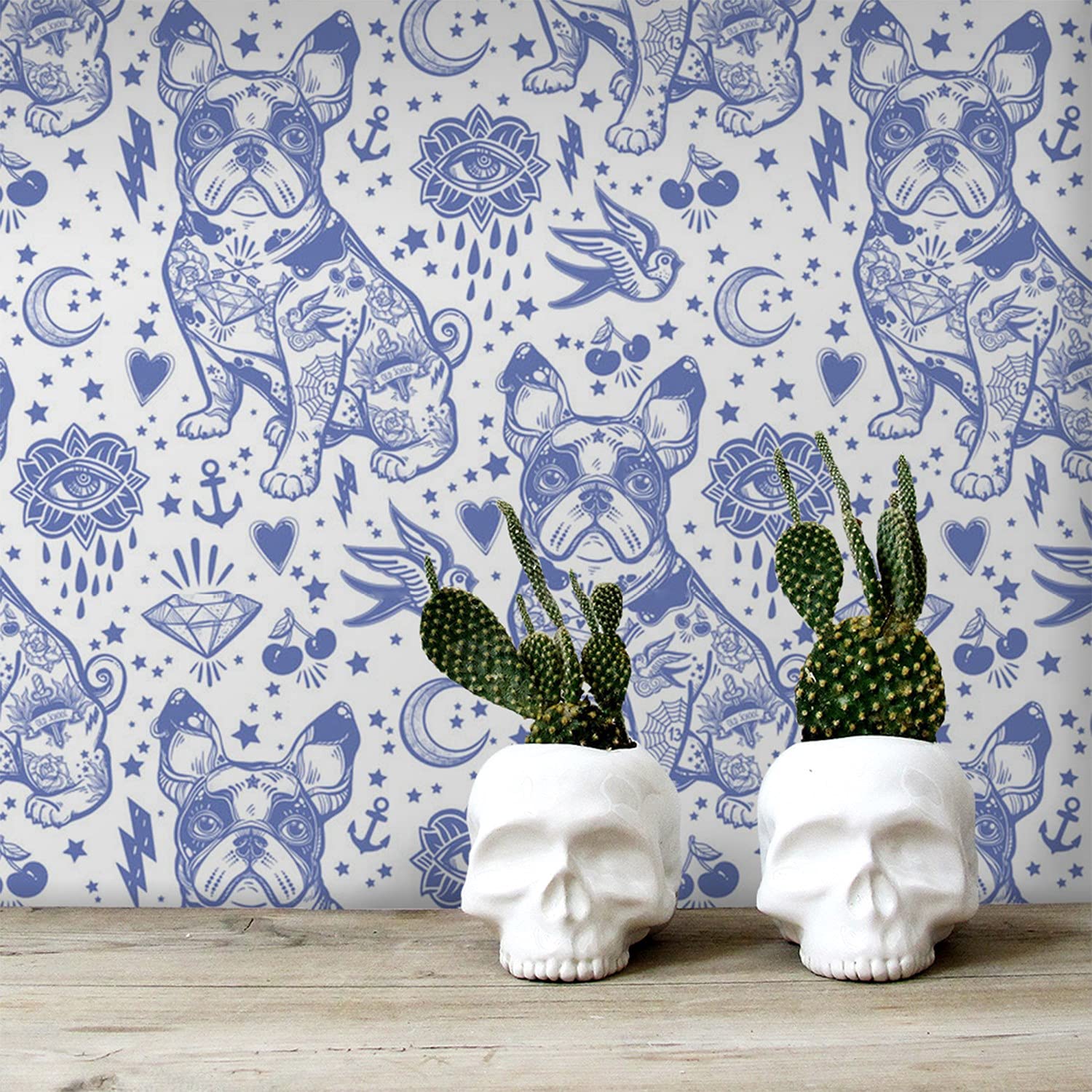 Papier peint intissé bouledogue français pour une déco de salon et cuisine cocooning
