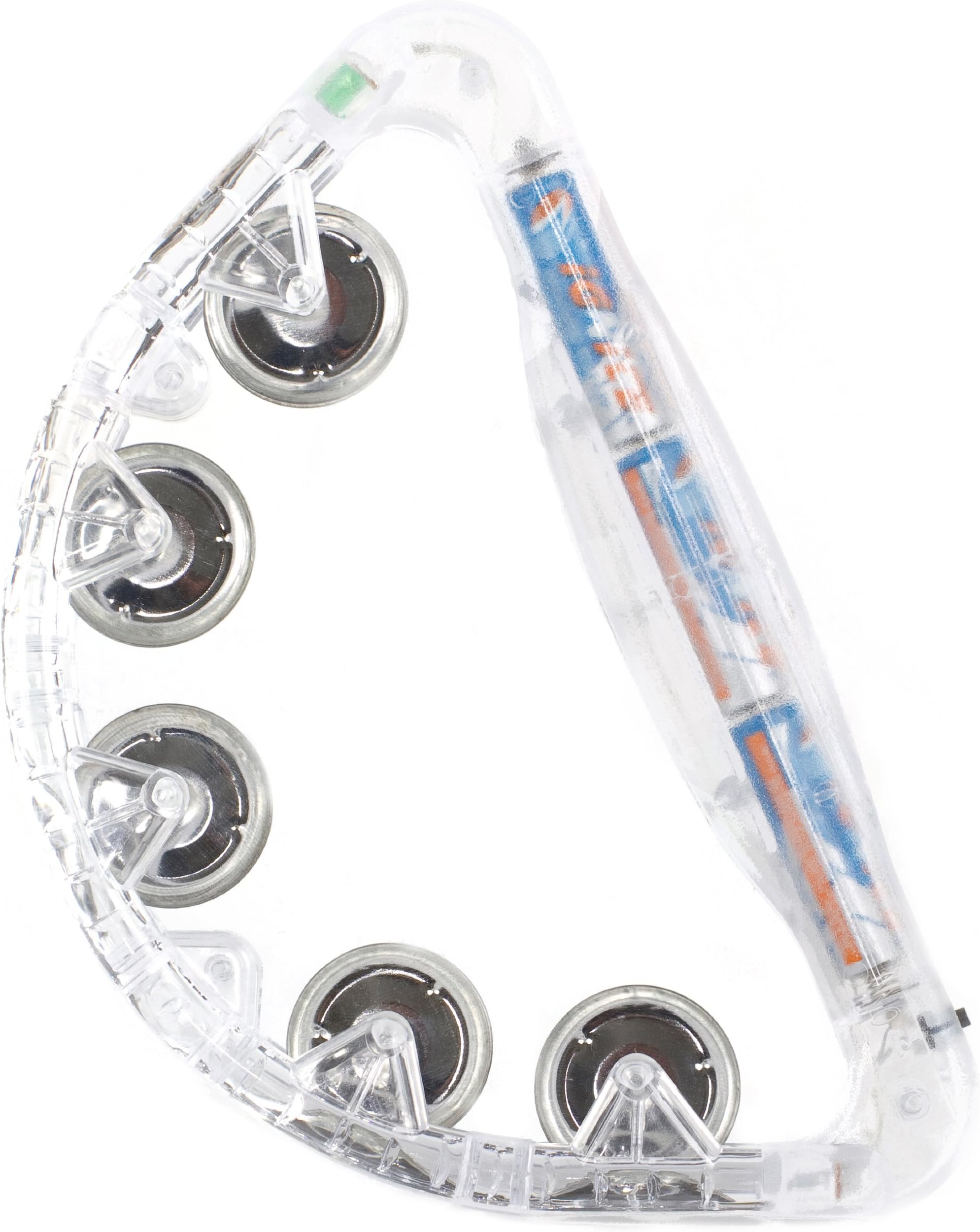 Half Moon Light Up Musical Tambourine With Multicolor Flashing LED Lights and 5 Metal Jingles, Parties, Raves, Concerts, Performance, Weddings, Birthdays, Premium Large