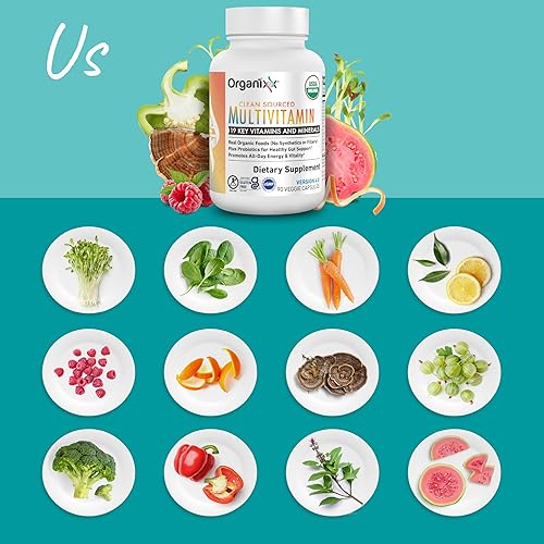 Miniatura 7 de Organixx Multivitamínico de origen limpio para mujeres y hombres, con vitamina C, D3, complejo de vitamina B, probióticos, frutas y verduras