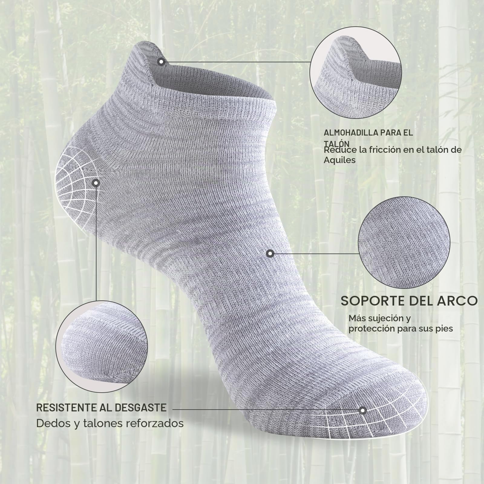 Niorasen Calcetines Tobilleros Hombre de Bambú 43-46, Calcetines Cortos Mujer 37-42, Calcetines Trabajo, Calcetines Transpirables Deporte de Running y Ciclismo, Antiampollas, Extrasuaves, 6 Pares