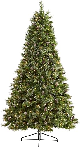 Árbol de Navidad artificial de pino de Washington de punta dorada de 75 pies con conos de luces transparentes y ramas flexibles LED