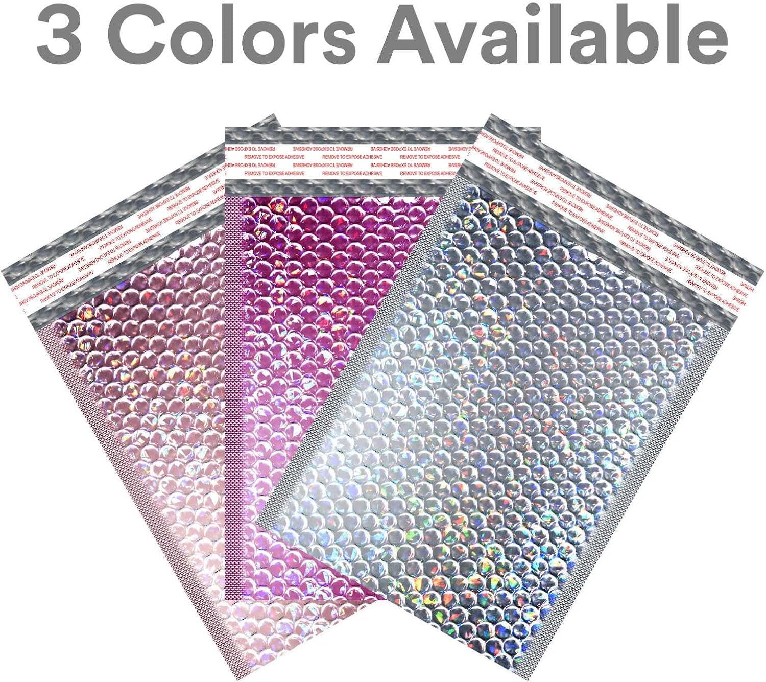 7" x 12" (23cm x 34cm) 100pcs Rose Gold Holographic Bubble Mailers Plastic Packaging Mailing Shipping Bag Waterproof and Tear-Proof Strong Self Adhesive Multipurpose Envelopes Small Medium Large Sizes