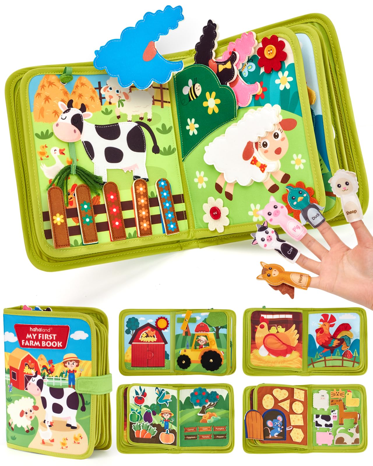 hahaland Busy Book for Toddlers 1-3 - Montessori Toys Busy Board for 1 Year Old Boy Gifts Girl Toys Educational Learning Quiet Activity Books Gifts Toddler Easter Basket Stuffers One Year Travel Toys