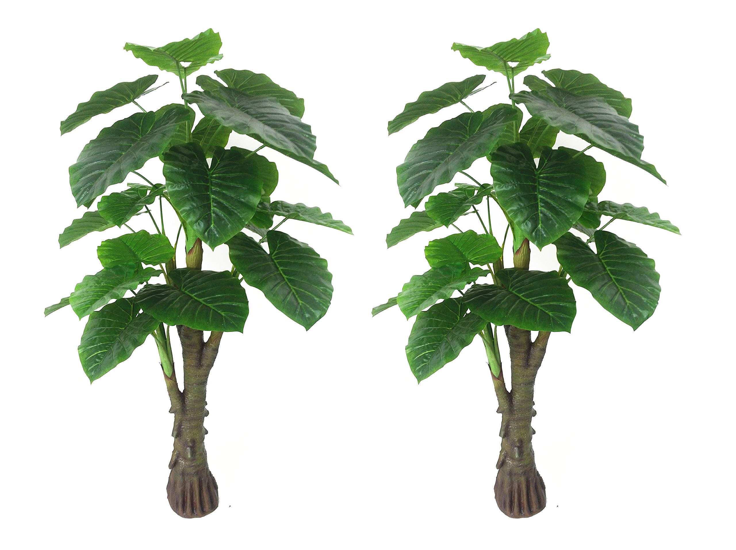 AMERIQUE Pair Gorgeous & Unique 6 Feet Royal Hawaiian Elephant Ear Artificial Plant with Giant Leaves, UV Protection, Feel Real Technology, 6', Green