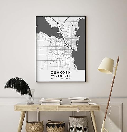 Miniatura 8 de Mapa de Oshkosh, Wisconsin, Light 2 (24x36)