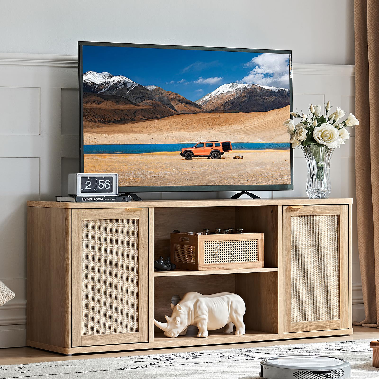 Amazon.com: LEYAOYAO Rattan TV Stands for Living Room, Boho TV