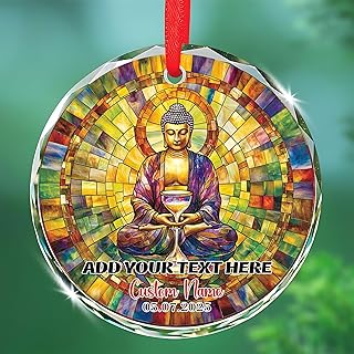 Buddha Cosmic Hourglass – Glass Ornament 2025 – Personalized Buddha Meditation Crystal Hanging Keepsake – Custom Name Spiritual Home Décor Gift for Peace & Mindfulness, Christmas WHZ8HQ