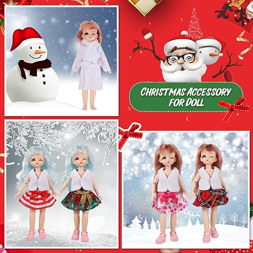 Miniatura 4 de 11 piezas de ropa de muñeca de elfo de Navidad, ropa de muñeca de elfo, juego de accesorios de Navidad para muñeca de elfo, incluye muñeca de elfo