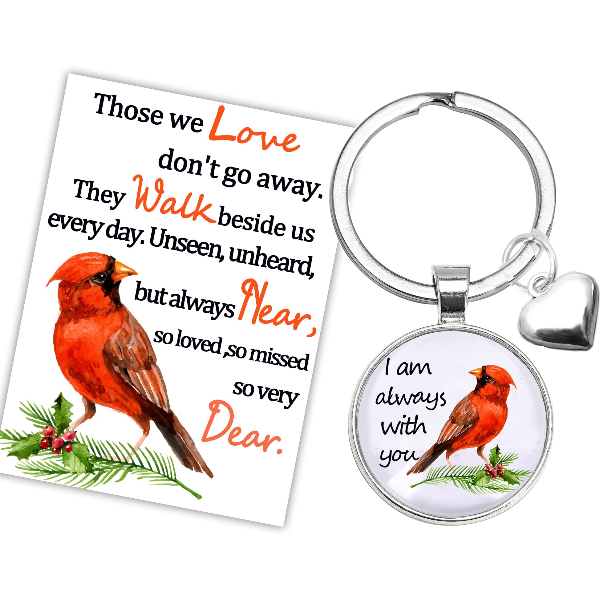10 Set Cardinal Keychain Bulk Metal Red Bird Cardinal Key I Am with You Always Poem Cards White Organza Bags Funeral Gifts Grief Gifts Sympathy Gifts for Condolence Remembrance Bereavement