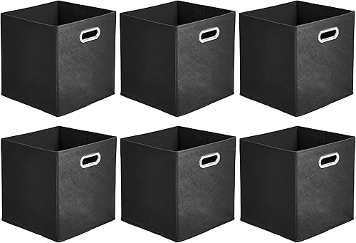 Tienda Basics - Cubos de almacenamiento de tela plegables con ojales ovalado, conjunto de 6, diseño trellis