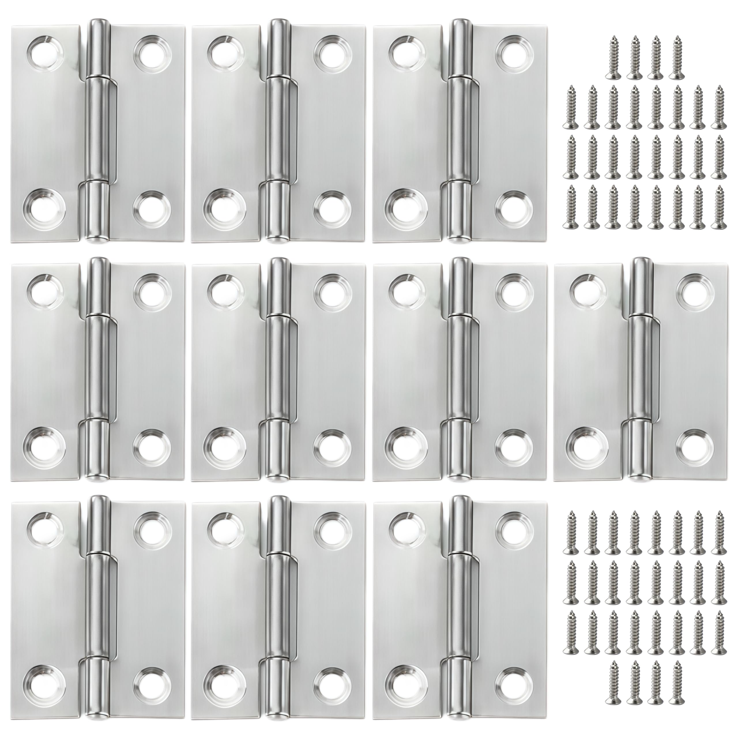 Vbnexyr Regular Hinge 10 Pack Of 304 Stainless Steel Mini Folding Hinges For Cabinet Doors Windows And Boxes 1.5 X 1.18 Inches