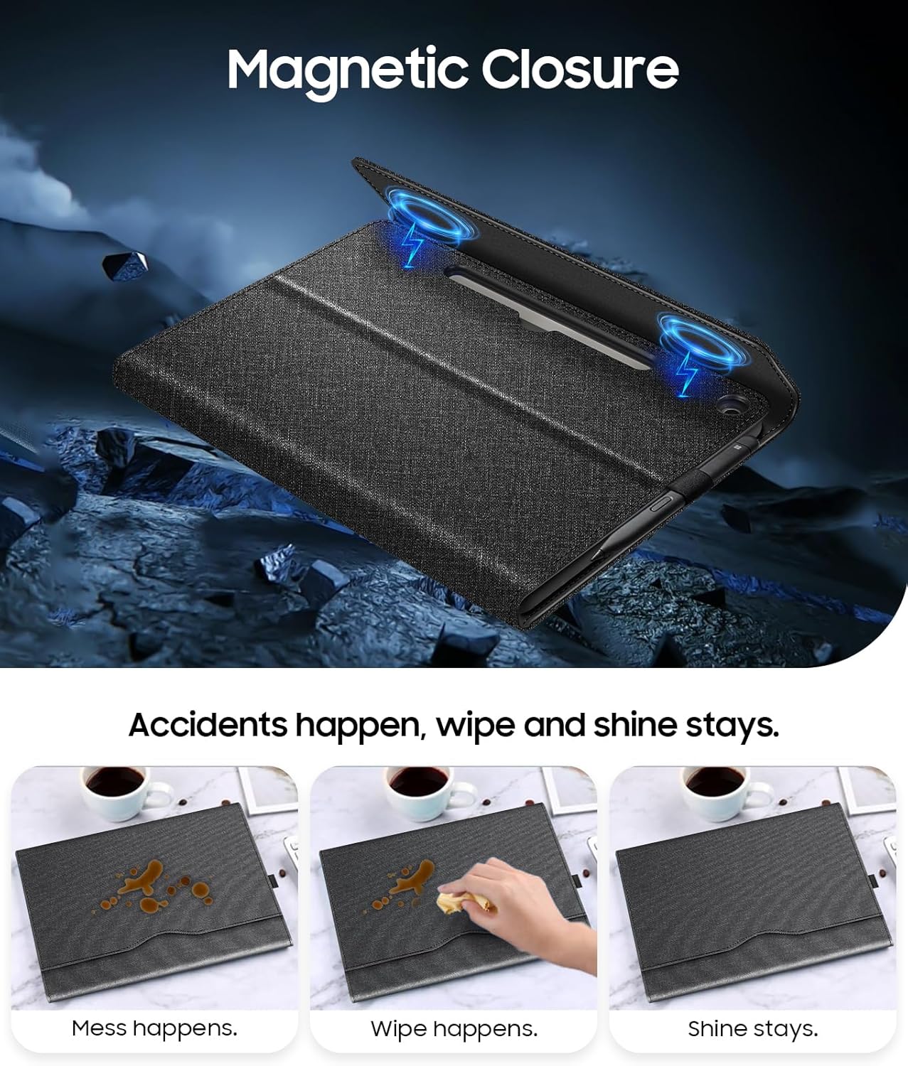 FINTIE Protective Case for Microsoft Surface Pro 12 Inch (2025), Multi-Angle Viewing Portfolio Business TPU Back Cover with Pocket & Stylus Holder, Compatible with Type Cover Keyboard (Black) - Image 7