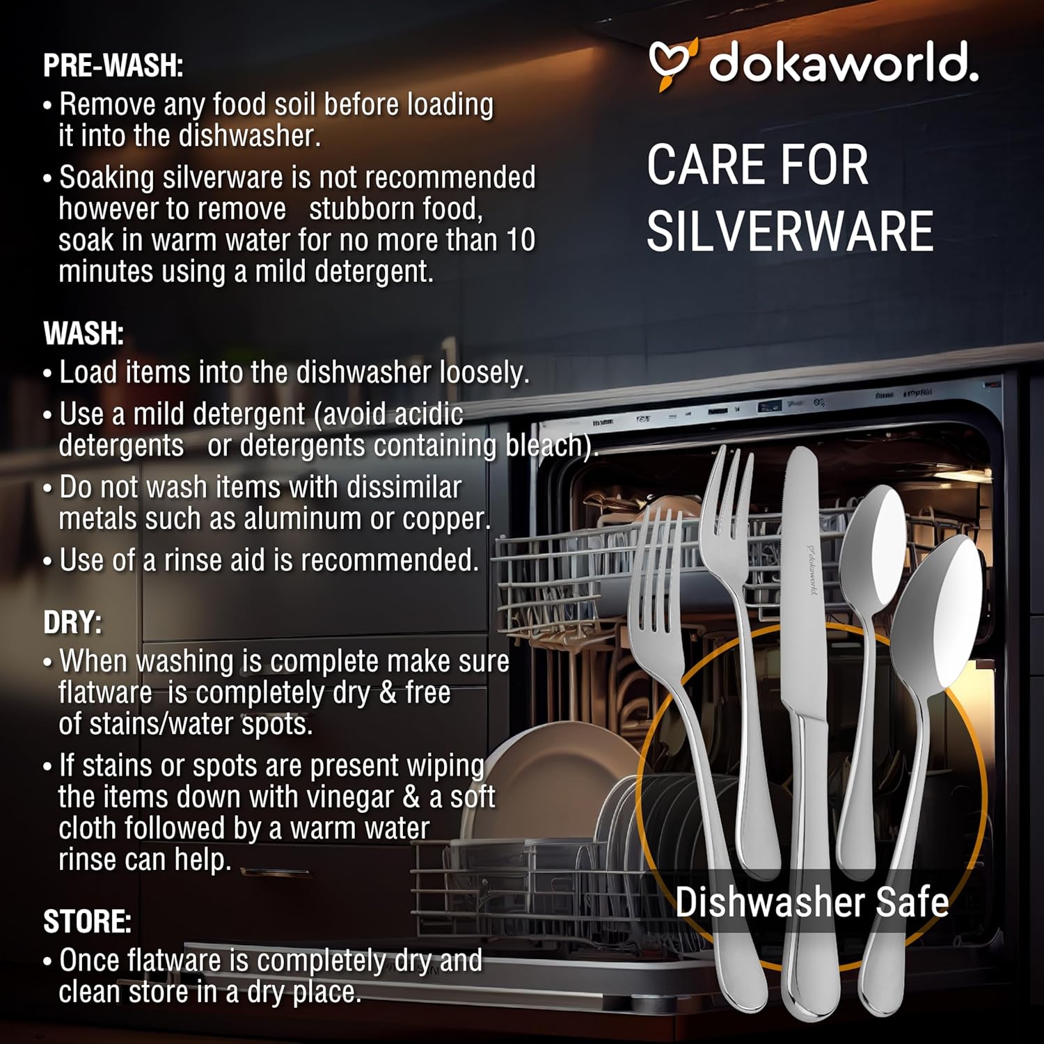 Modern Design Polished Flatware, Silverware Set for 8 persons, 40 Piece - Spoons, Forks, and Knives 18/10 Stainless Steel, Dishwasher Safe