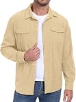 Askdeer Men's Corduroy Shirt Jacket Winter Casual Button Down Shacket Long Sleeve Coats with Flap Pockets