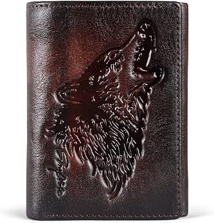 Wolf Personalized Wallet For Men,Trifold Wallets For Men,Rfid Blocking Mens Wallets Leather,Gifts For Him Husband (coffee)