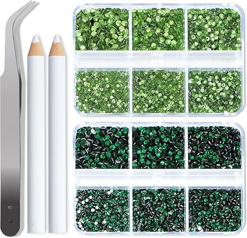 Miniatura 7 de Bymitel 7200 unidades de diamantes de imitación de zafiro y zafiro, parte trasera plana, 6 tamaños mixtos, gemas de cristal redondas con pinzas y